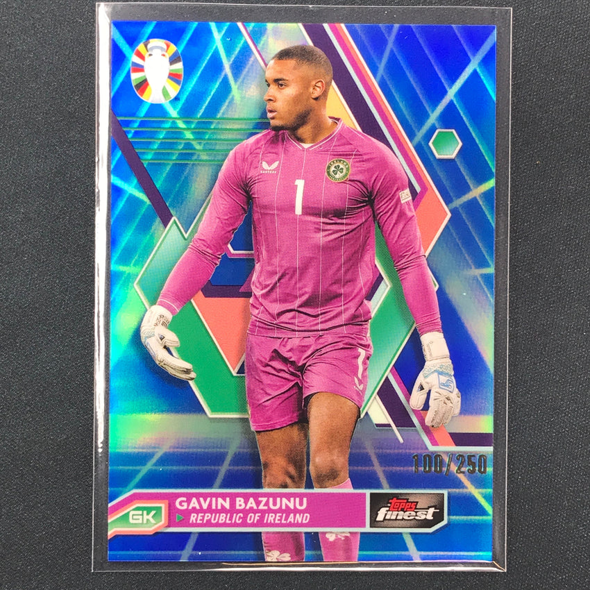 2023 Topps Finest Road To Uefa Gavin Bazunu Base Blue Aqua Vaporwave 100/250
