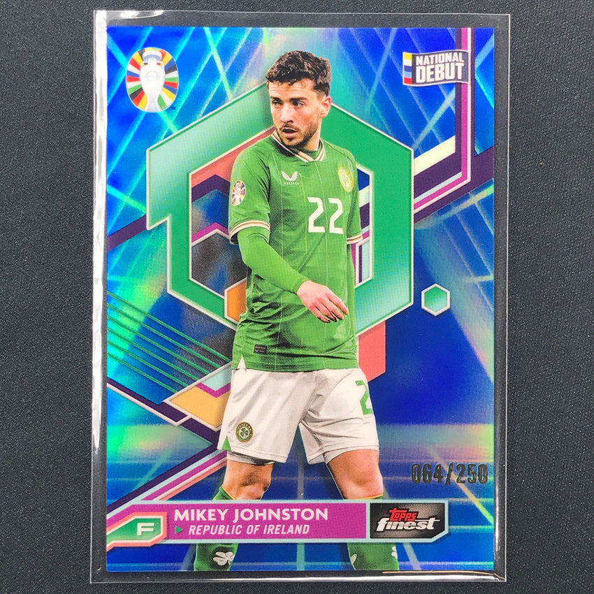 2023 Topps Finest Road To Uefa Mikey Johnston Base Blue Aqua Vaporwave 64/250