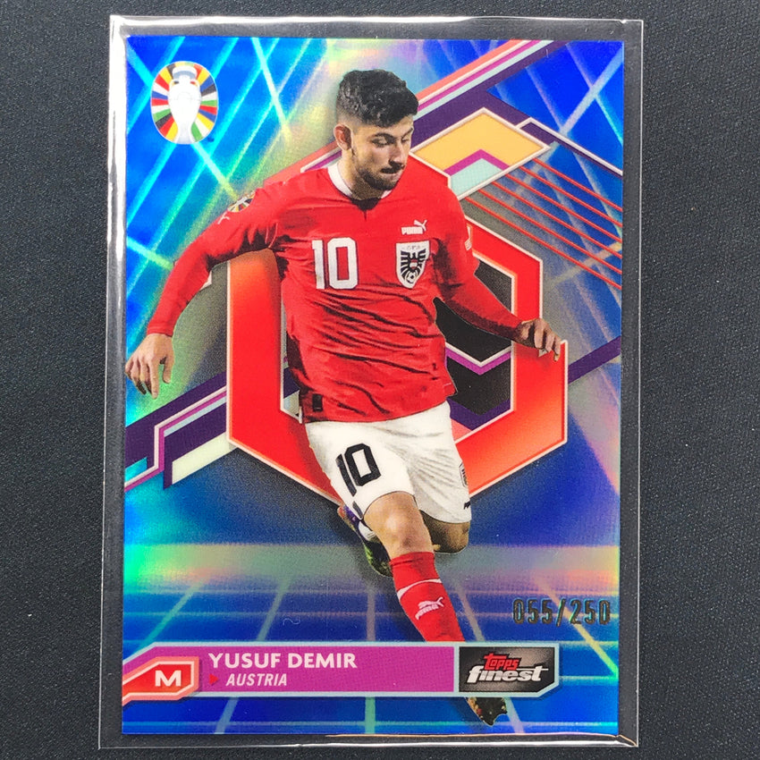 2023 Topps Finest Road To Uefa Yusuf Demir Base Blue Aqua Vaporwave 55/250