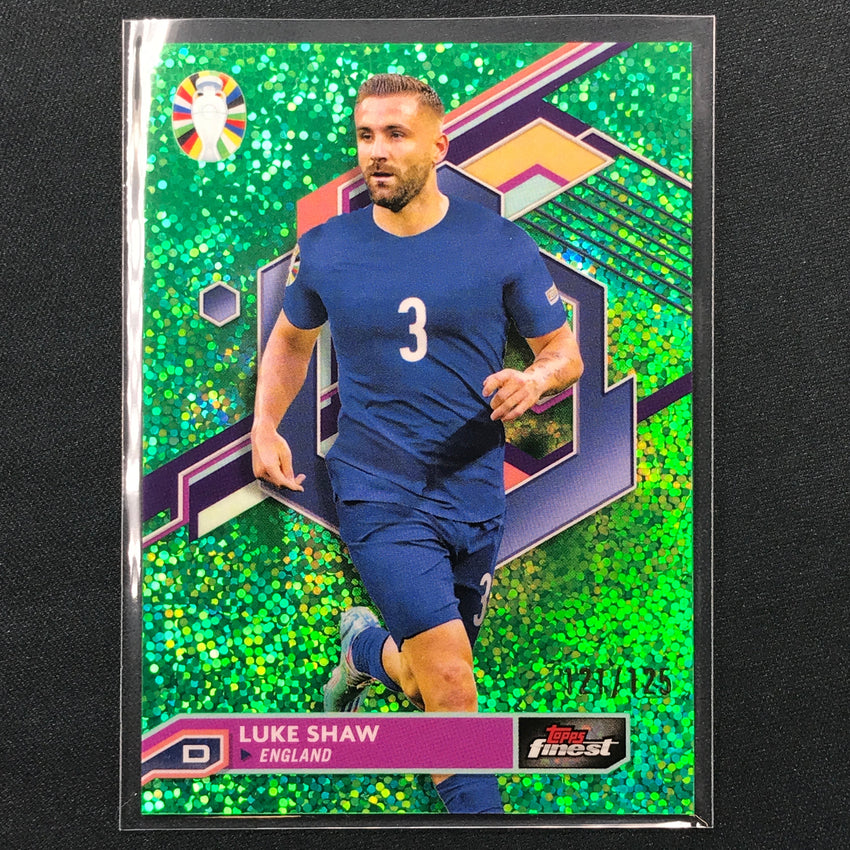 2023 Topps Finest Road To Uefa Luke Shaw Base Green Speckle 121/125