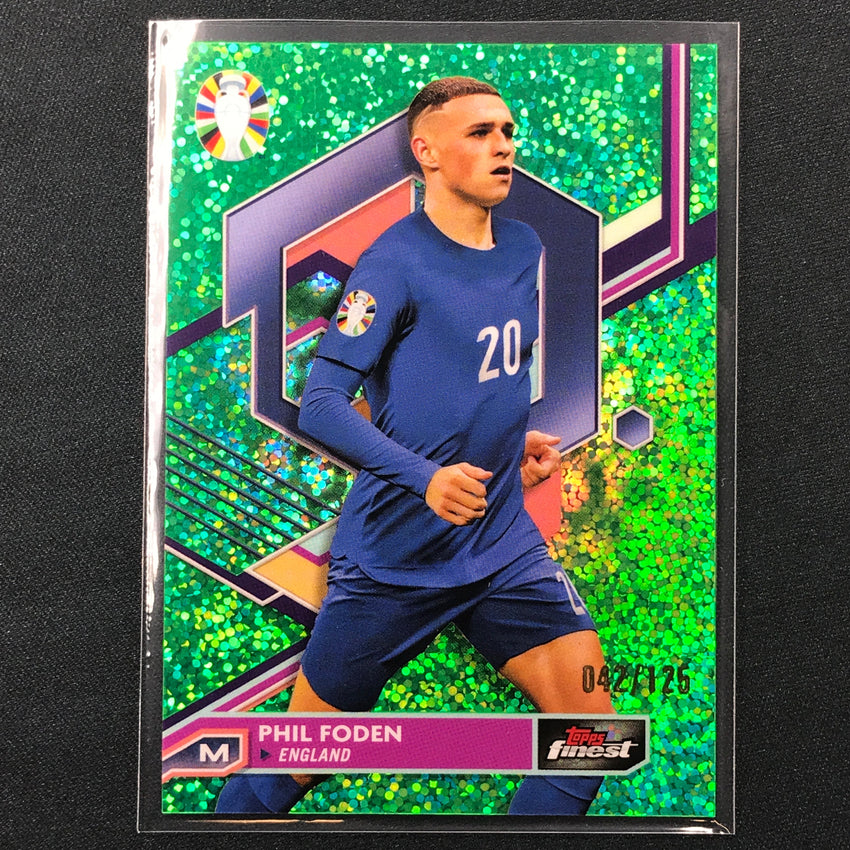 2023 Topps Finest Road To Uefa Phil Foden Base Green Speckle 42/125