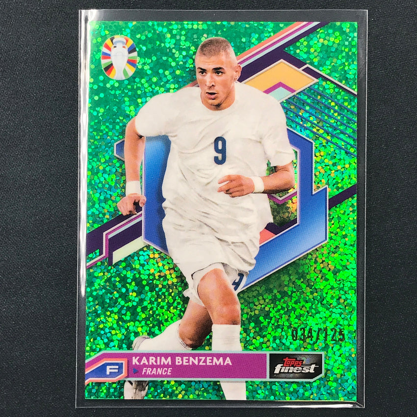 2023 Topps Finest Road To Uefa Karim Benzema Base Green Speckle 34/125