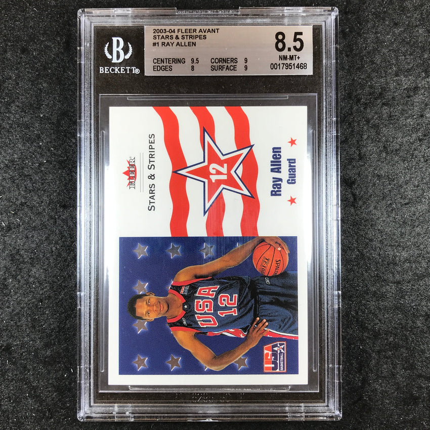 2003-04 Fleer Avant RAY ALLEN Stars & Stripes 100/204 #1 BGS 8.5 (468)