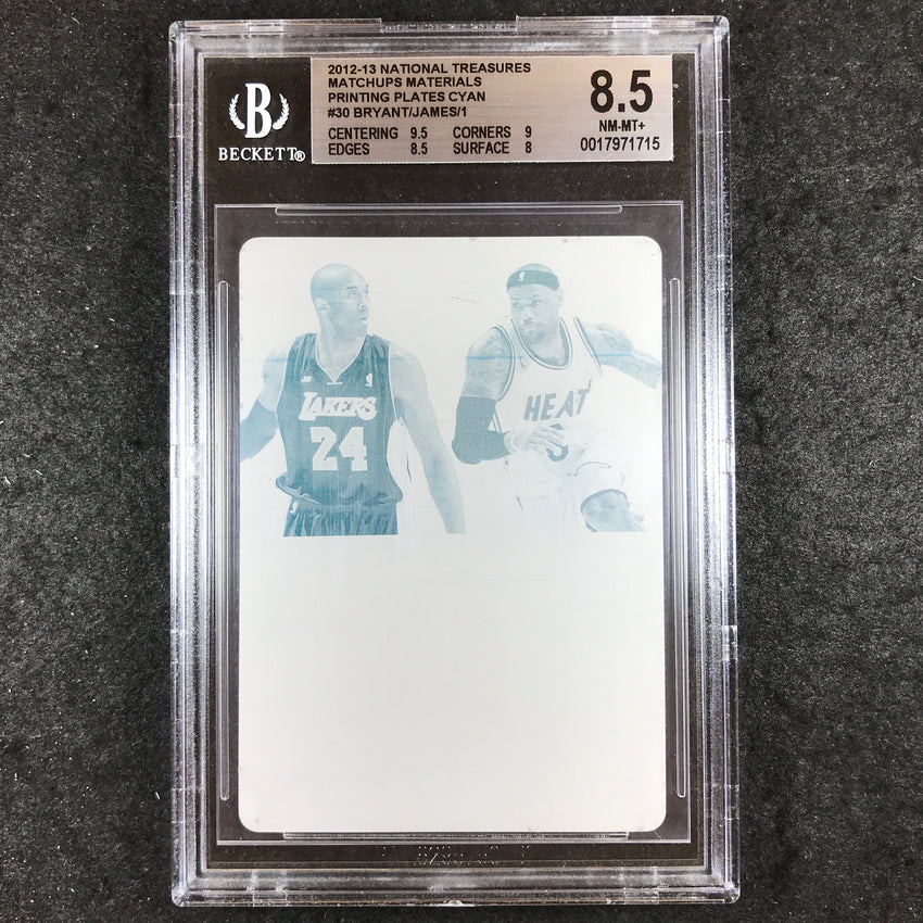 2012-13 National Treasures KOBE LEBRON Printing Plate Cyan 1/1 #30 BGS 8.5 (715)