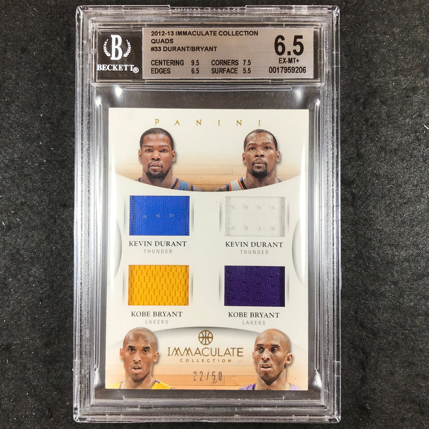 2012-13 Immaculate KEVIN DURANT KOBY BRYANT Quads Jersey 22/50 #33 BGS 6.5 (206)