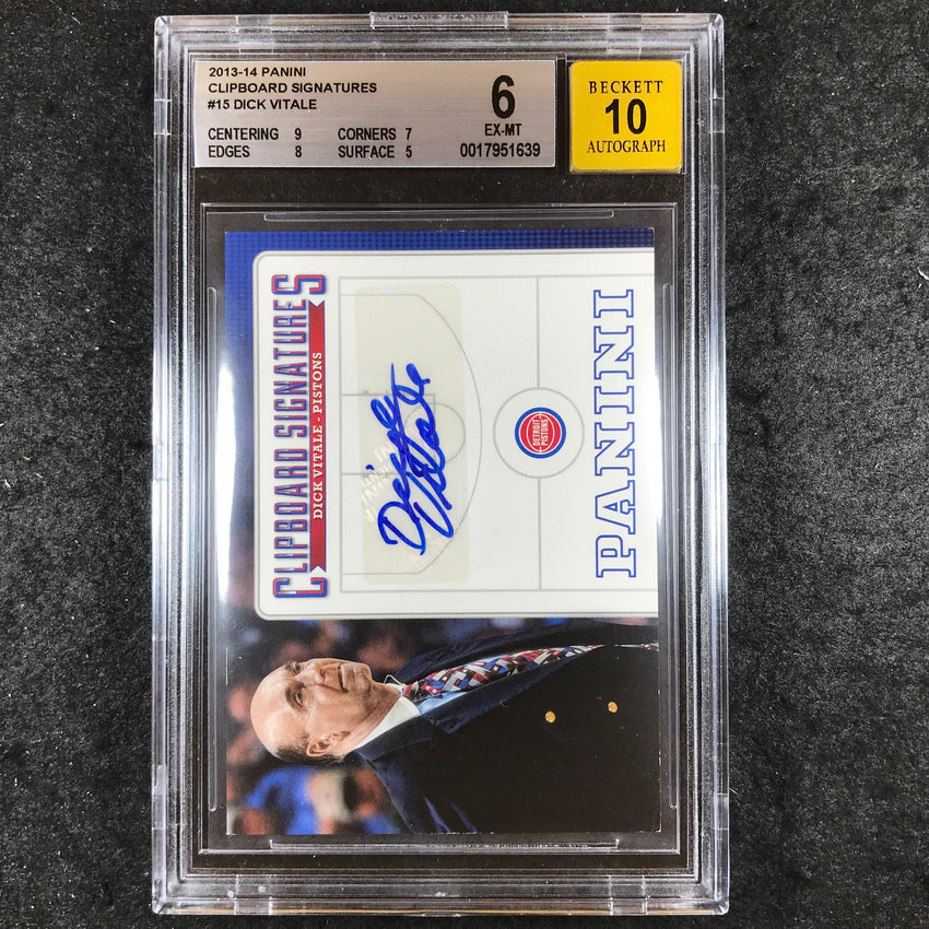 2013-14 Panini DICK VITALE Clipboard Signatures Auto #15 BGS 6/10 (639)