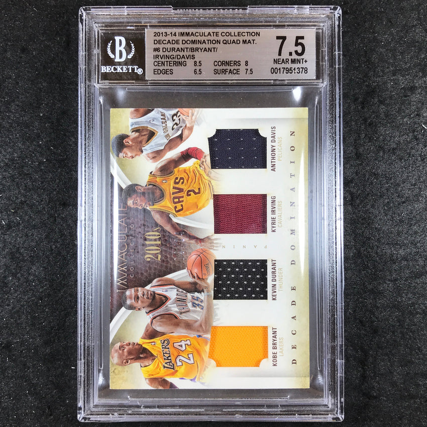 2013-14 Immaculate BRYANT DURANT IRVING DAVIS Quad Materials 9/14 BGS 7.5 (378)