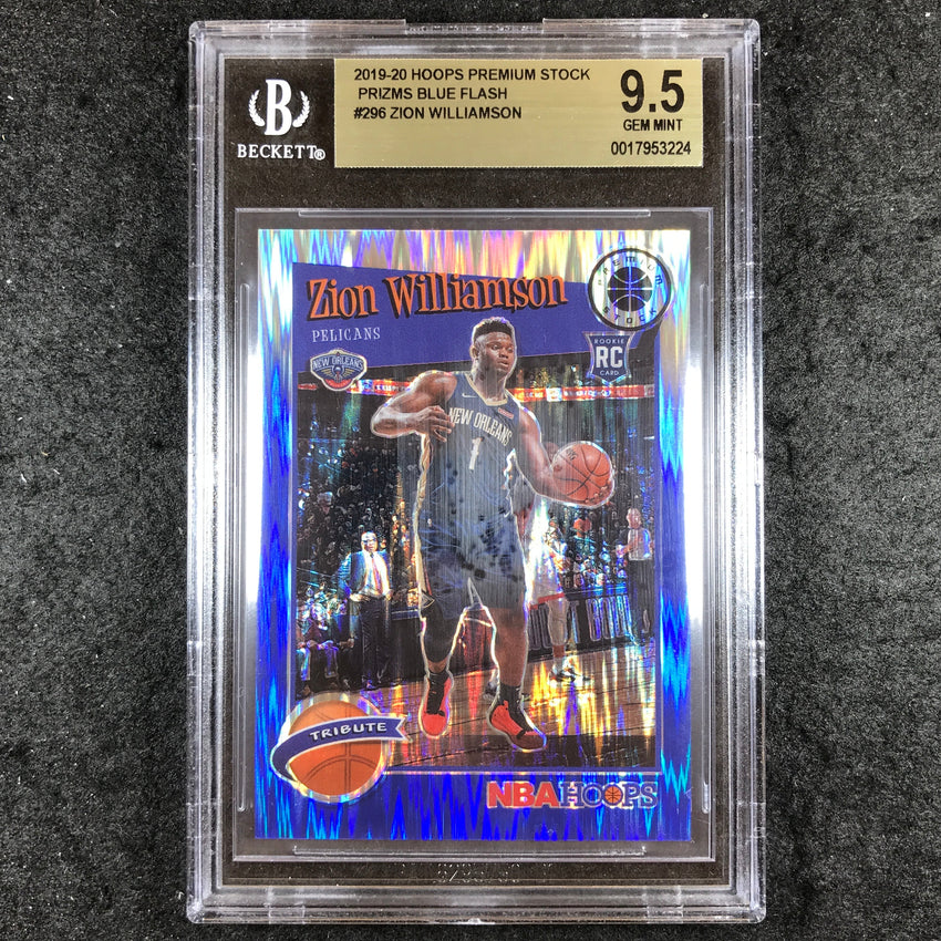 2019-20 Hoops Premium ZION WILLIAMSON Rookie Blue Flash 16/49 #296 BGS 9.5 (224)