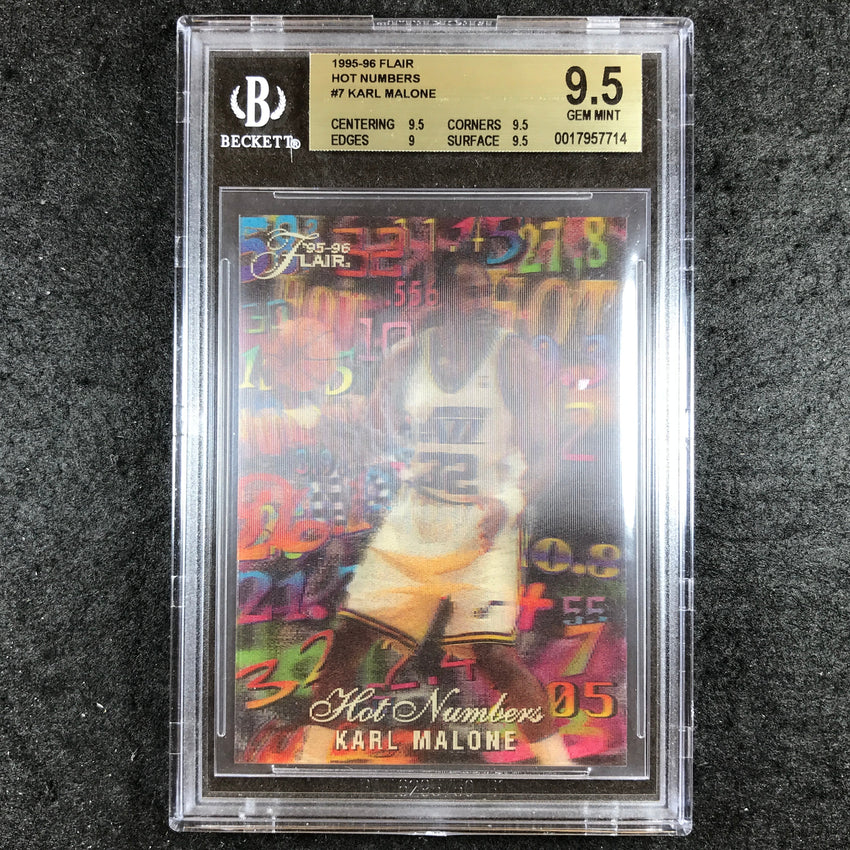 1995-96 Flair KARL MALONE Hot Numbers Lenticular #7 BGS 9.5 (714)