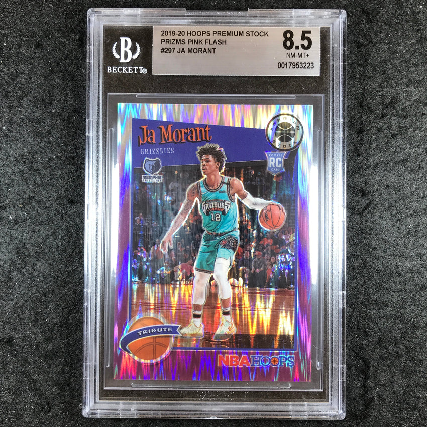 2019-20 Hoops Premium Stock JA MORANT Rookie Pink Flash 16/35 #297 BGS 8.5 (223)