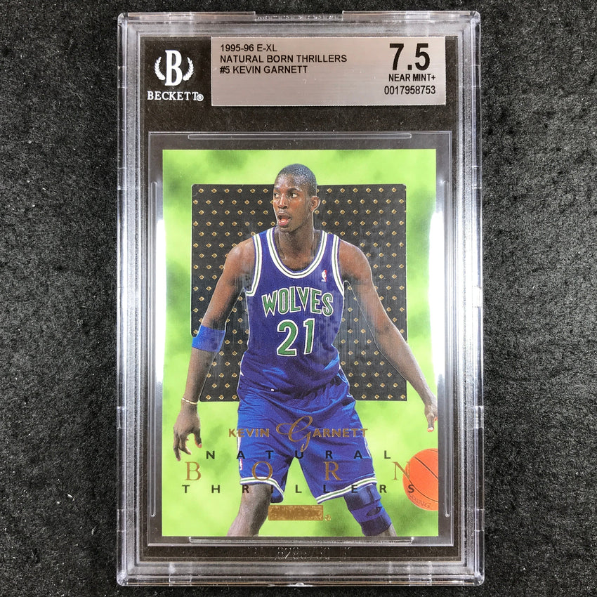 1995-96 E-XL KEVIN GARNETT Natural Born Thrillers #5 BGS 7.5 (753)