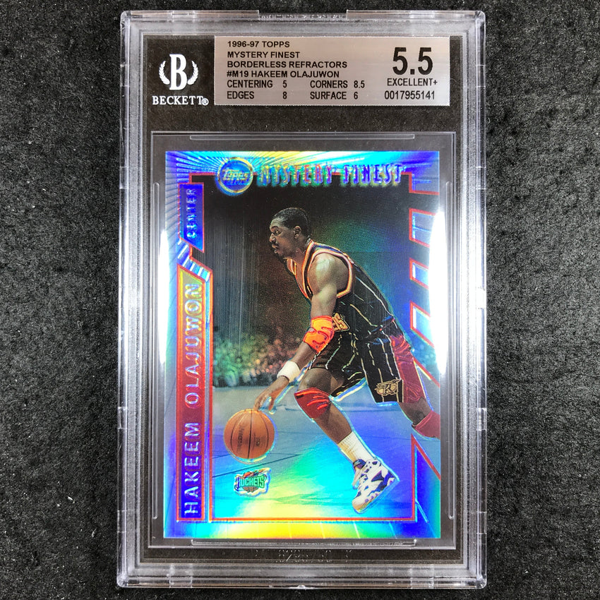 1996-97 Topps HAKEEM OLAJUWON Mystery Finest Borderless Refractor BGS 5.5 (141)