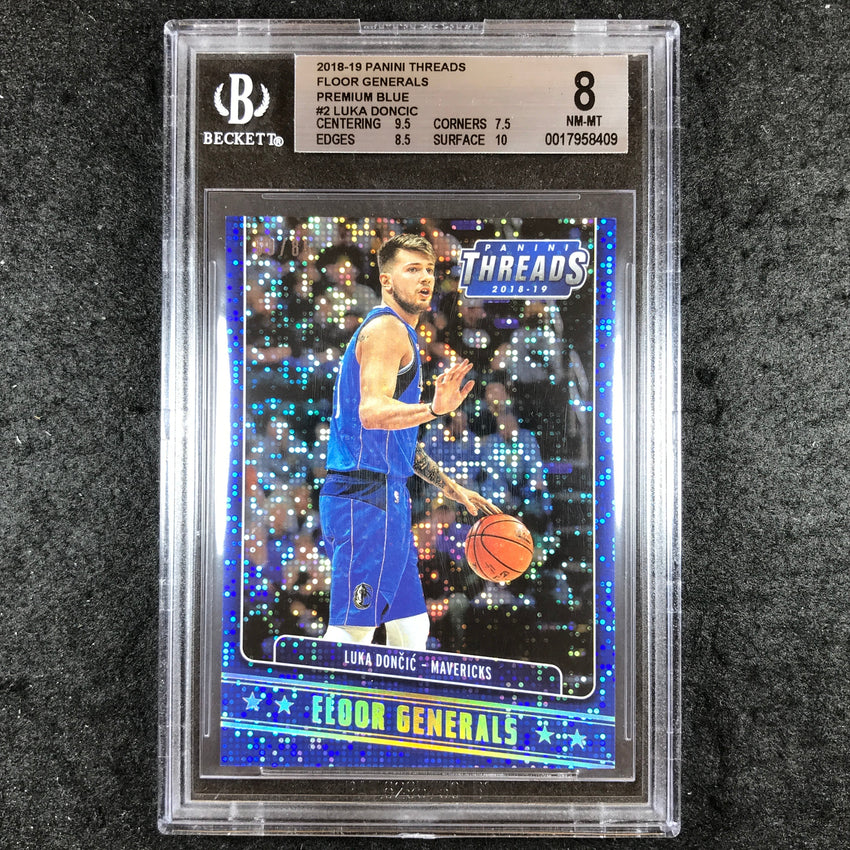 2018-19 Threads LUKA DONCIC Rookie Floor Generals Premium Blue 59/85 BGS 8 (409)