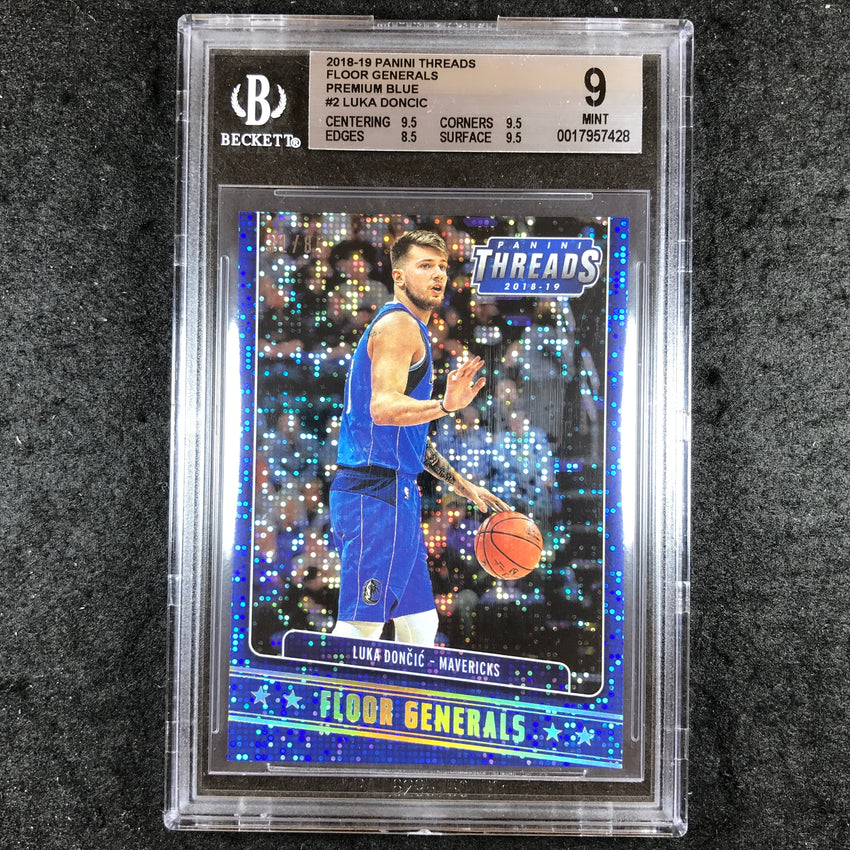 2018-19 Threads LUKA DONCIC Rookie Floor Generals Premium Blue 31/85 BGS 9 (428)
