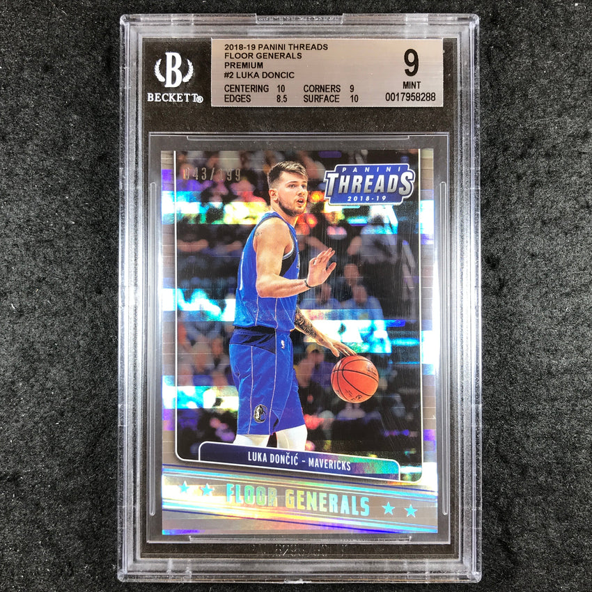 2018-19 Threads LUKA DONCIC Rookie Floor Generals Premium 43/199 #2 BGS 9 (288)