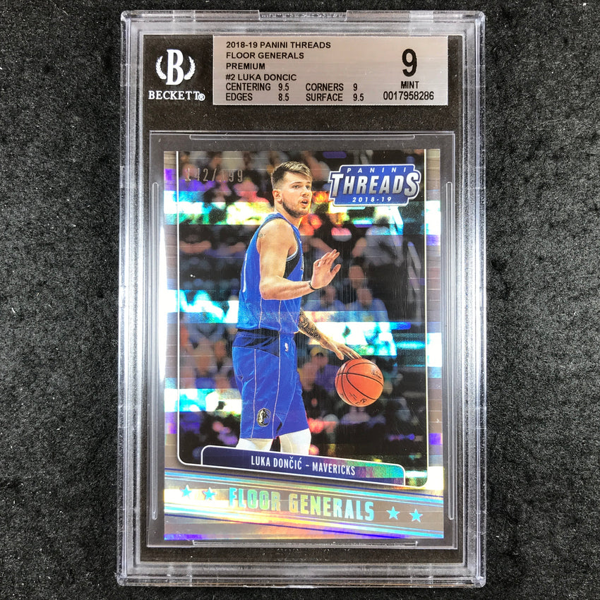 2018-19 Threads LUKA DONCIC Rookie Floor Generals Premium 142/199 #2 BGS 9 (286)