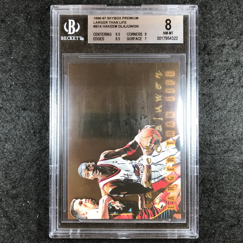 1996-97 Skybox Premium HAKEEM OLAJUWON Larger Than Life #B14 BGS 8 (322)