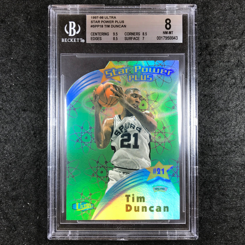 1997-98 Fleer Ultra TIM DUNCAN Star Power Plus Rookie #18 BGS 8 (843)