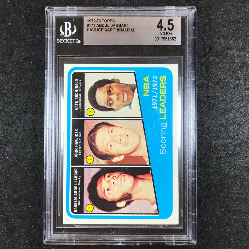 1972-73 Topps ABDUL-JABBAR HAVLICEK ARCHIBALD Scoring Leaders #171 BGS 4.5 (362)