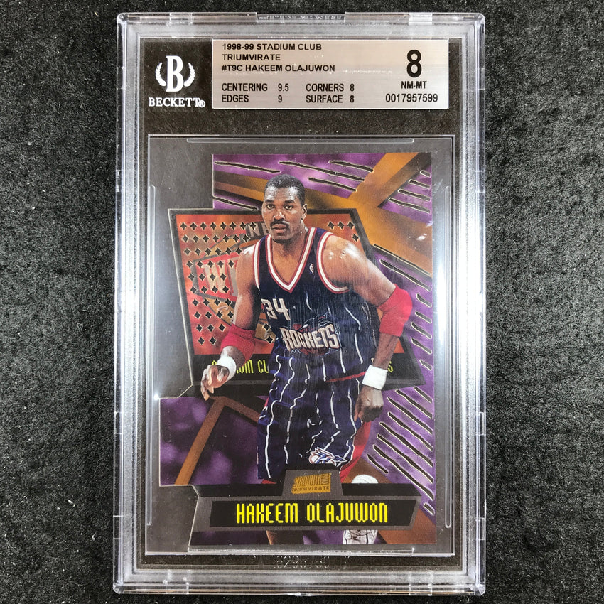 1998-99 Stadium Club HAKEEM OLAJUWON Triumvirate Die-Cut #T9C BGS 8 (599)