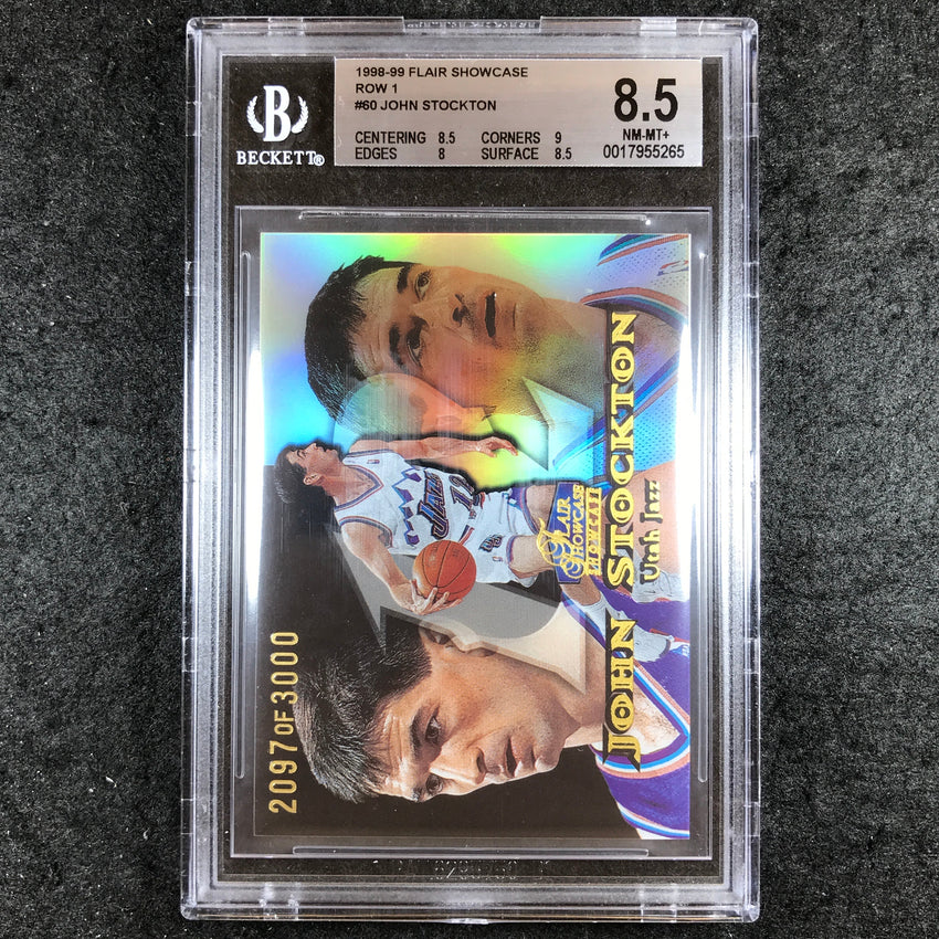 1998-99 Flair Showcase JOHN STOCKTON Row 1 2097/3000 #60 BGS 8.5 (265)