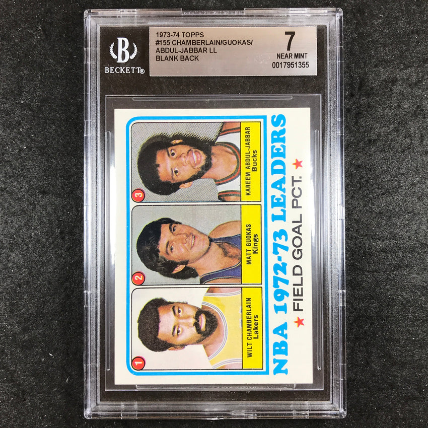 1973-74 Topps CHAMBERLAIN GUOKAS ABDUL-JABBAR Field Leaders #155 BGS 7 (355)