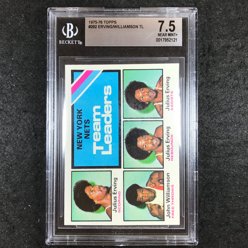 1975-76 Topps JULIUS IRVING WILLIAMSON New York Team Leaders #282 BGS 7.5 (121)