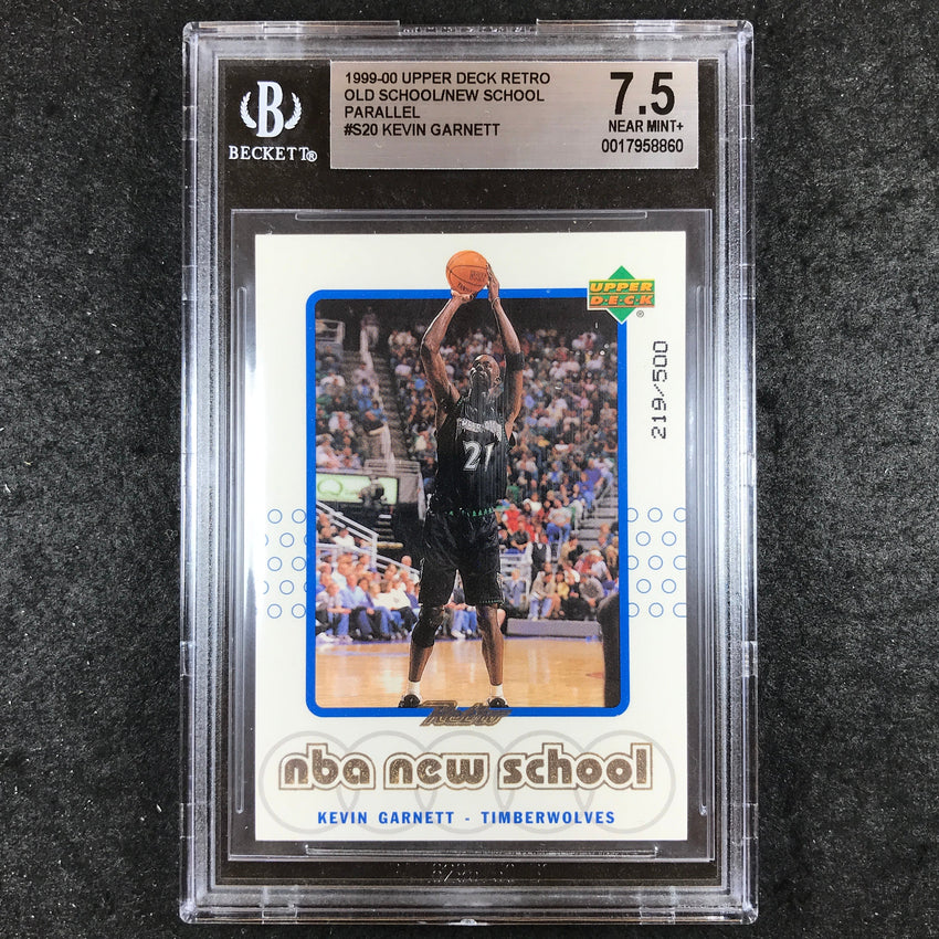 1999-00 Upper Deck Retro KEVIN GARNETT Old New School 219/500 BGS 7.5 (860)