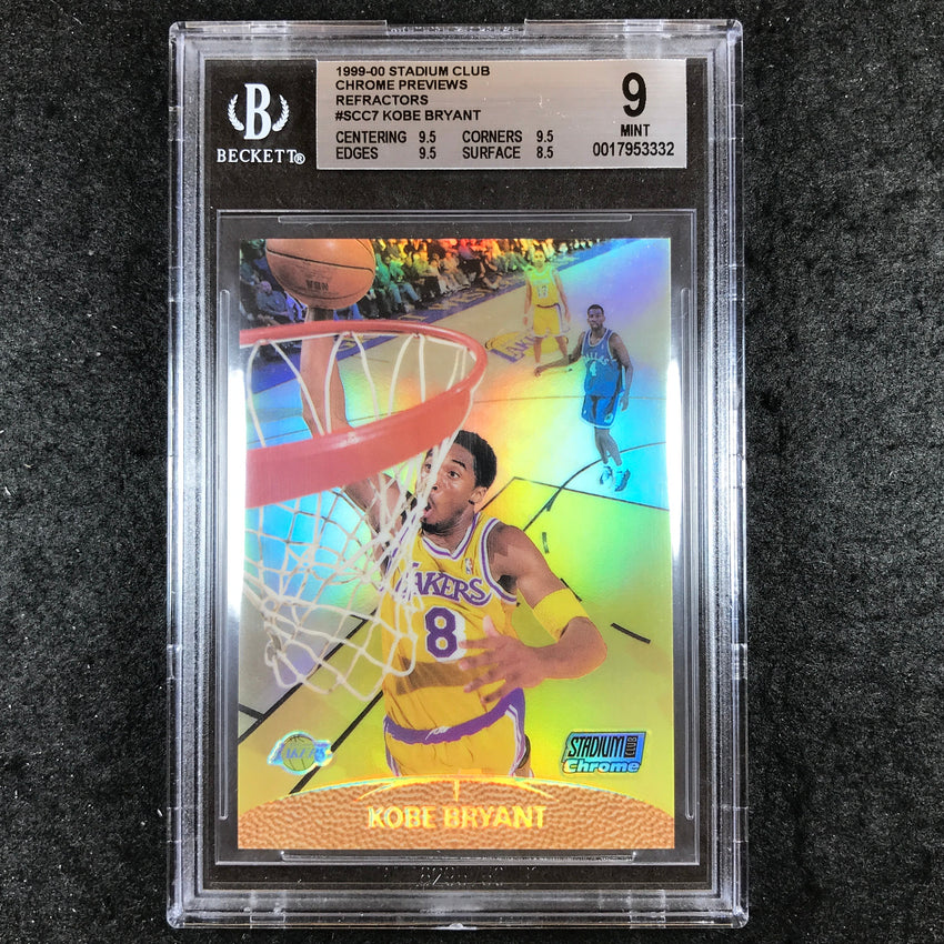1999-00 Stadium Club KOBE BRYANT Chrome Previews Refractor #SCC7 BGS 9 (332)