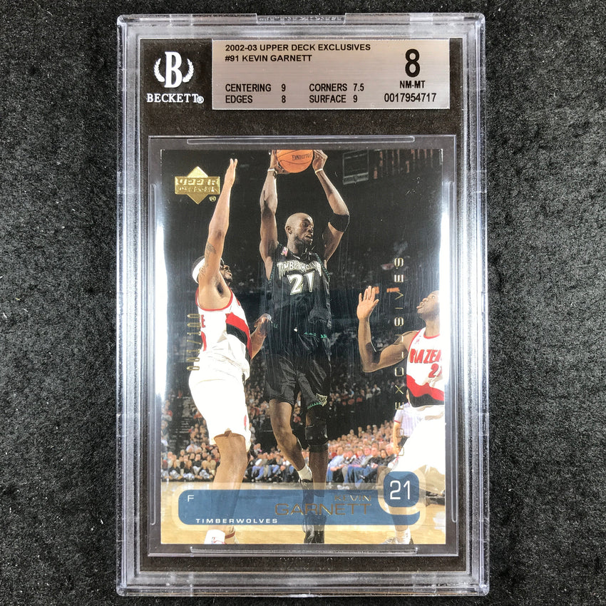 2002-03 Upper Deck Exclusives KEVIN GARNETT Exclusives 1/100 #91 BGS 8 (717)