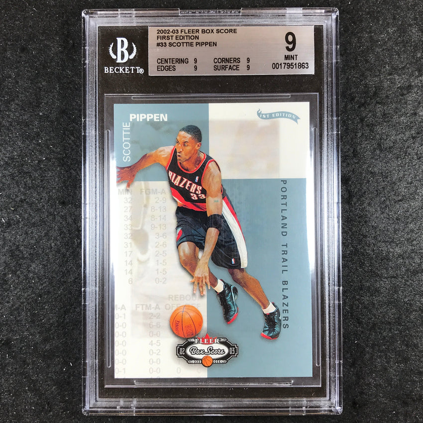2002-03 Fleer Box Score SCOTTIE PIPPEN First Edition 10/100 #33 BGS 9 (863)