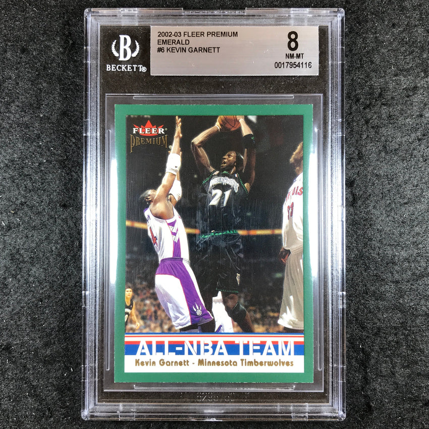 2002-03 Fleer Premium KEVIN GARNETT Emerald 241/300 #6 BGS 8 (116)