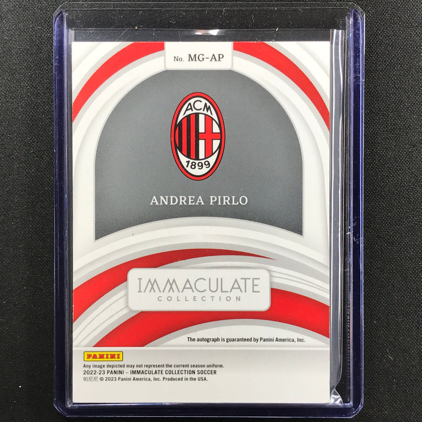 2022-23 Immaculate Andrea Pirlo Marks Of Greatness Acetate Auto Holo Gold 11/25