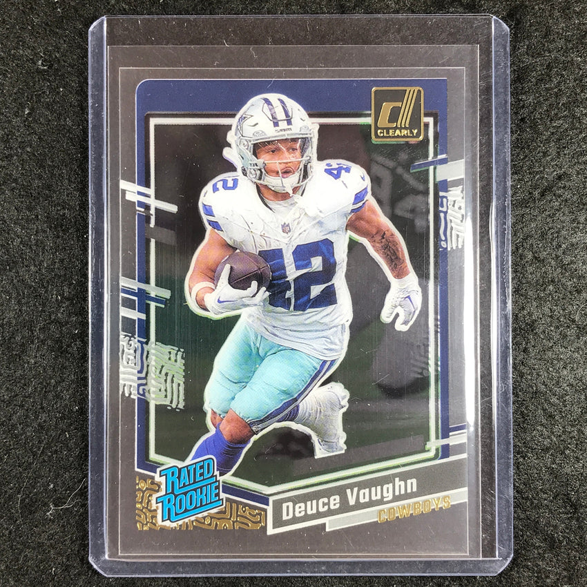 2023 Clearly Donruss Football DEUCE VAUGHN Rated Rookie Gold #58