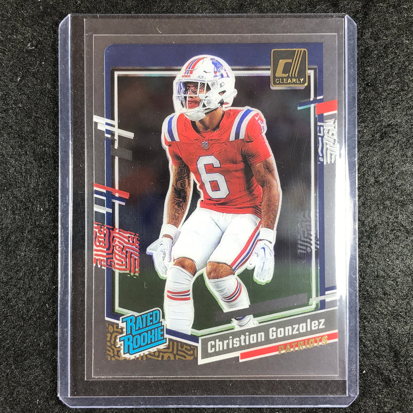 2023 Clearly Donruss Football CHRISTIAN GONZALEZ Rated Rookie Gold #98