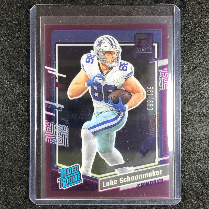 2023 Clearly Donruss Football LUKE SCHOONMAKER Rated Rookie Purple 99/199 #73