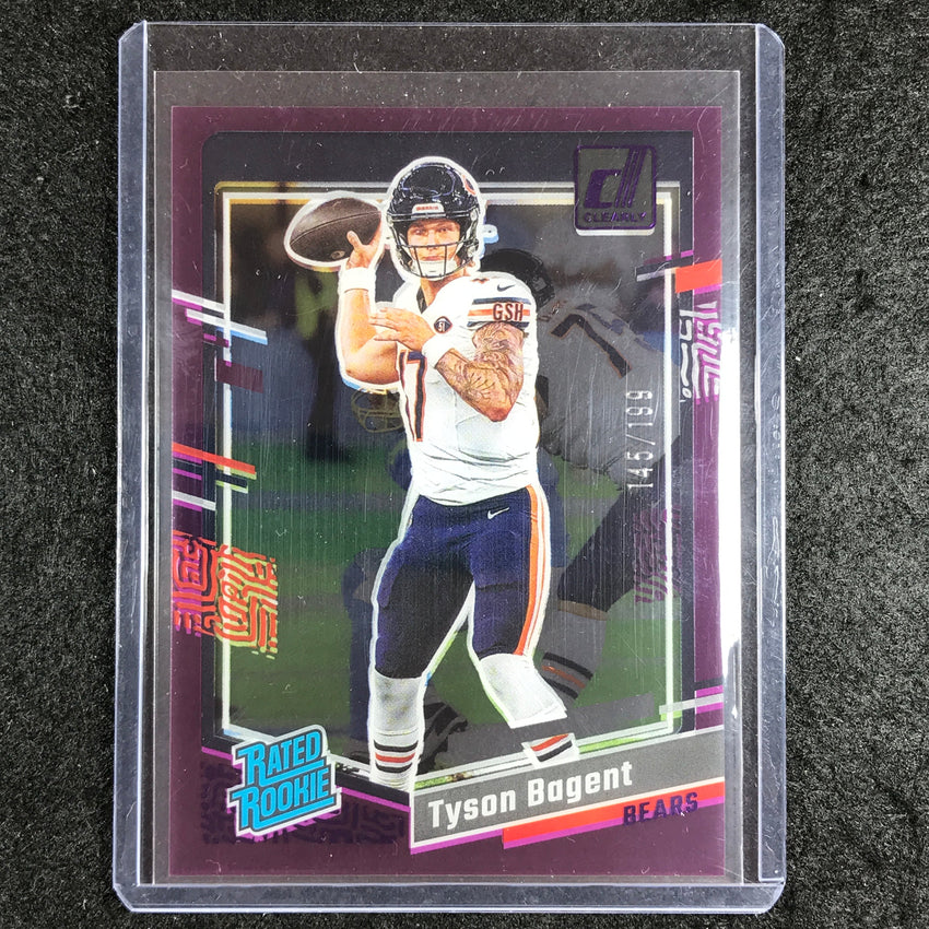 2023 Clearly Donruss Football TYSON BAGENT Rated Rookie Purple 145/199 #100