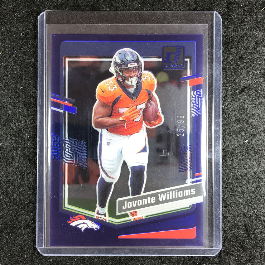 2023 Clearly Donruss Football JAVONTE WILLIAMS Base Blue 25/99 #16