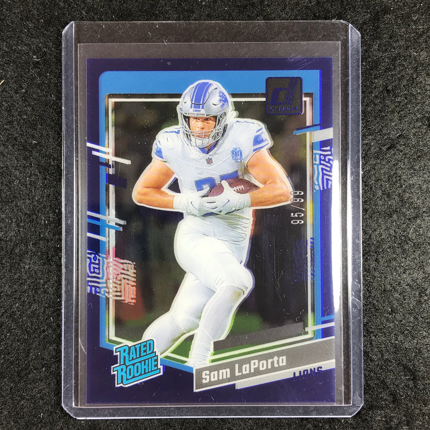 2023 Clearly Donruss Football SAM LAPORTA Rated Rookie Blue 95/99 #81