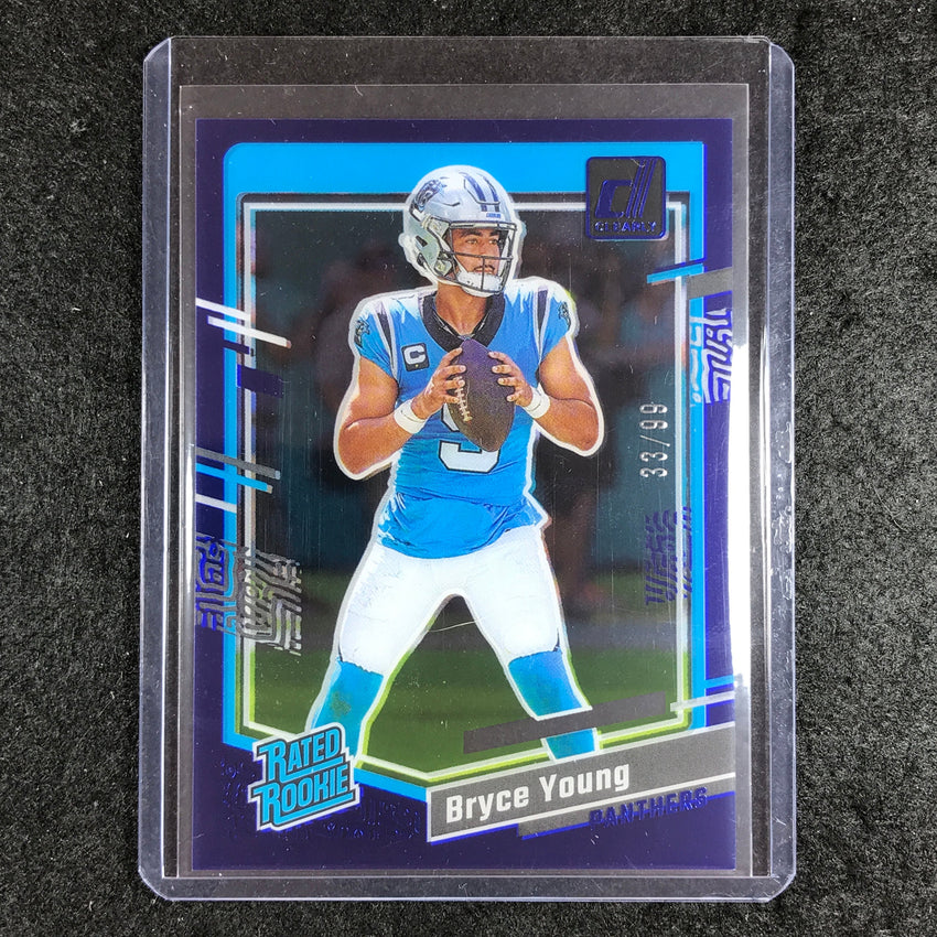 2023 Clearly Donruss Football BRYCE YOUNG Rated Rookie Blue 33/99 #95