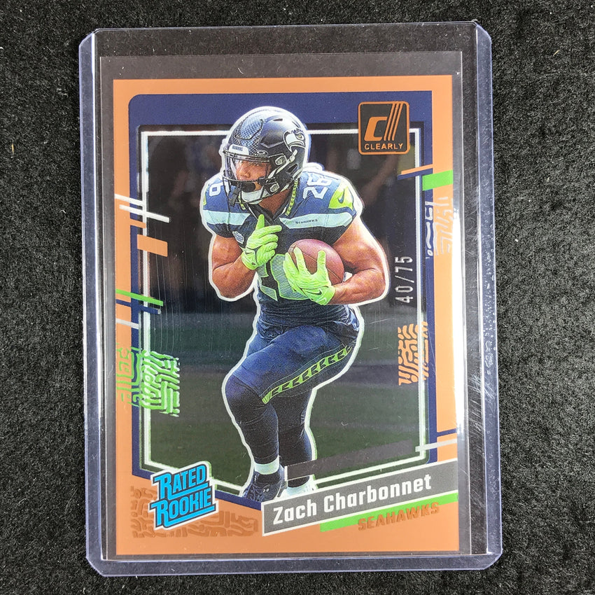 2023 Clearly Donruss Football ZACH CHARBONNET Rated Rookie Orange 40/75 #91