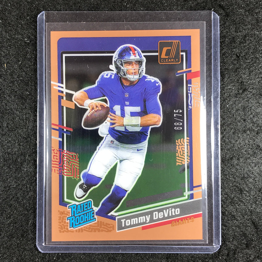2023 Clearly Donruss Football TOMMY DEVITO Rated Rookie Orange 68/75 #97
