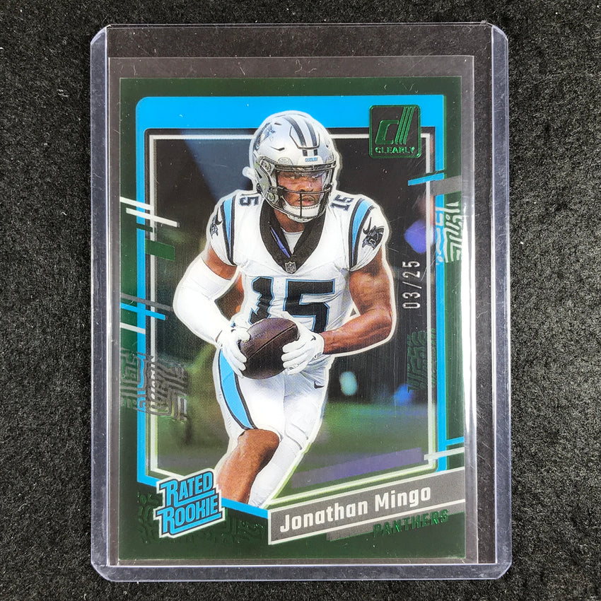2023 Clearly Donruss Football JONATHAN MINGO Rated Rookie Green 3/25