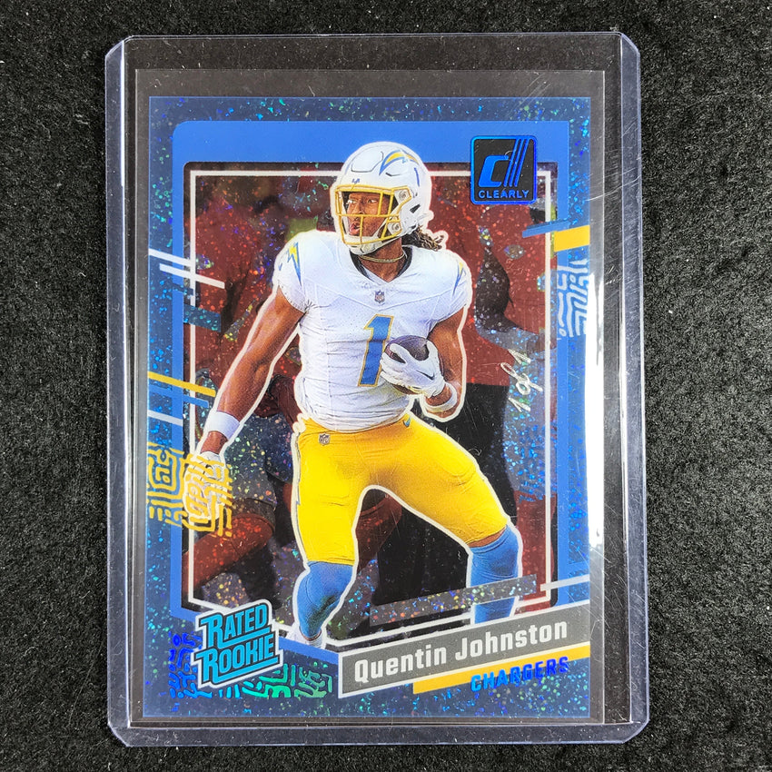 2023 Clearly Donruss Football QUENTIN JOHNSTON Rated Rookie Platinum Holo 1/1