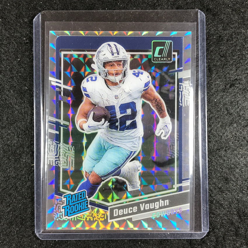 2023 Clearly Donruss Football DEUCE VAUGHN Rated Rookie Mosaic Holo SSP #58