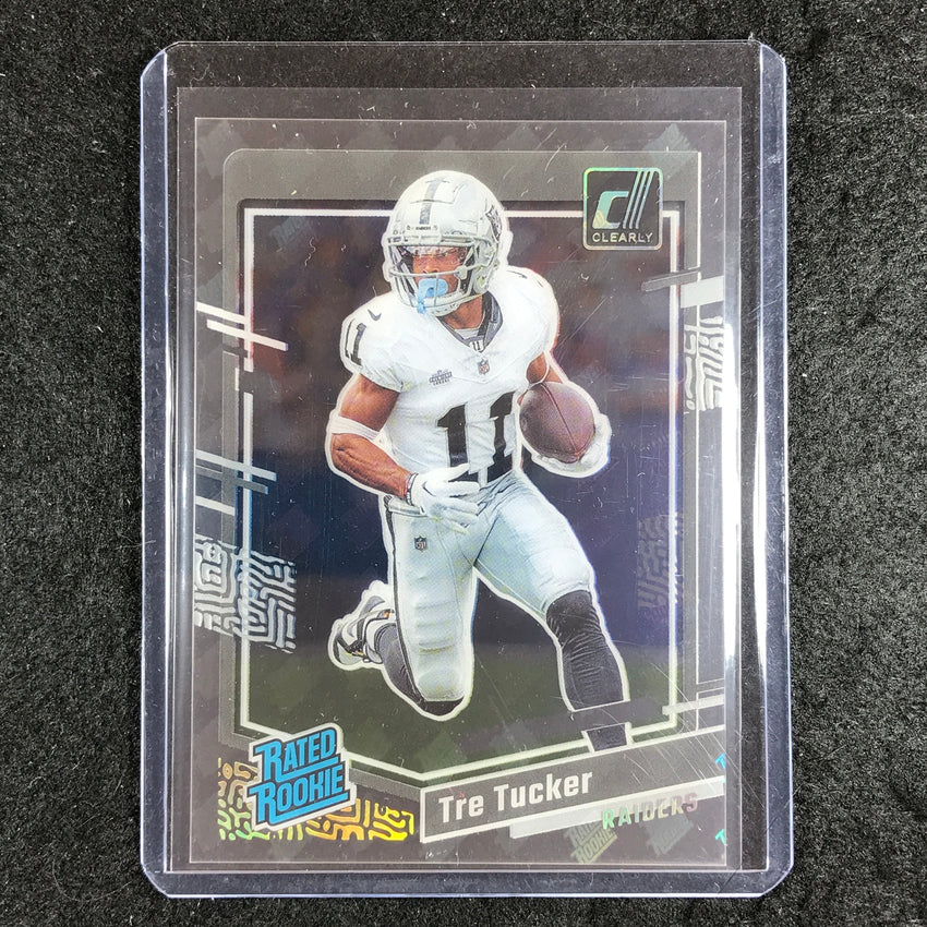 2023 Clearly Donruss Football TRE TUCKER Rated Rookie RR Logo Holo SSP #87