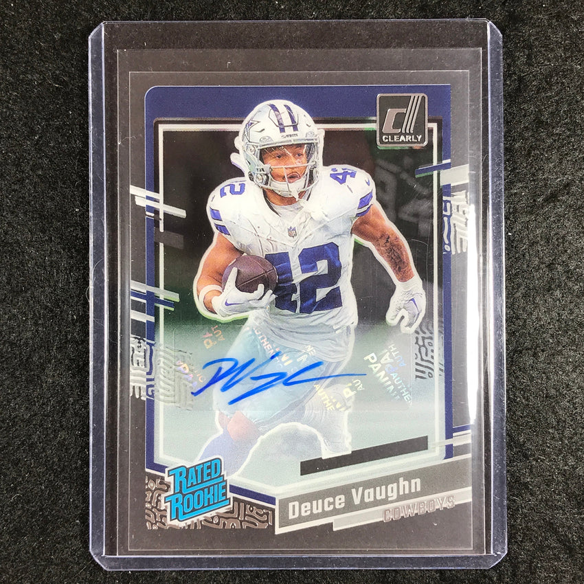 2023 Clearly Donruss Football DEUCE VAUGHN Rated Rookie Auto Base #58