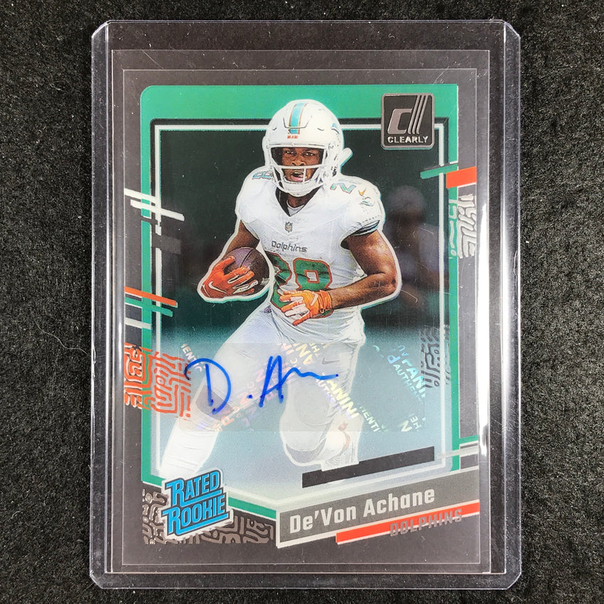 2023 Clearly Donruss Football DE'VON ACHANE Rated Rookie Auto Base #59