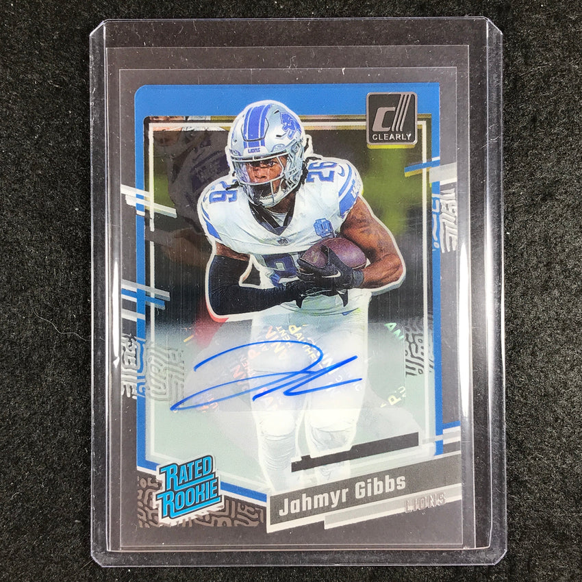 2023 Clearly Donruss Football JAHMYR GIBBS Rated Rookie Auto Base #62