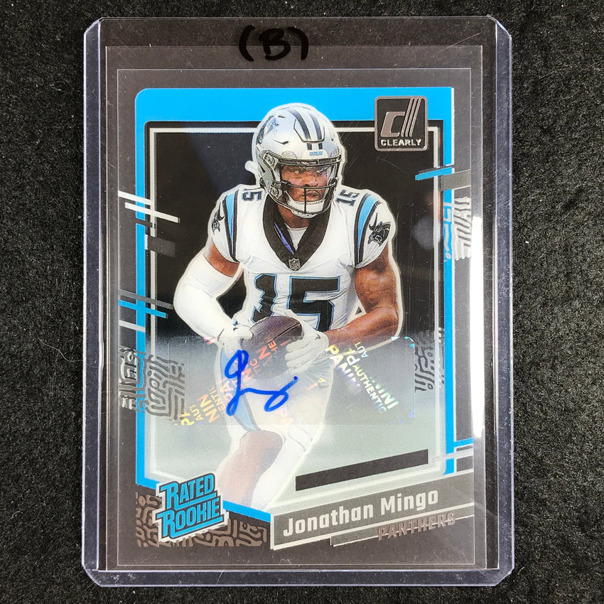 2023 Clearly Donruss Football JONATHAN MINGO Rated Rookie Auto Base #69 (B)